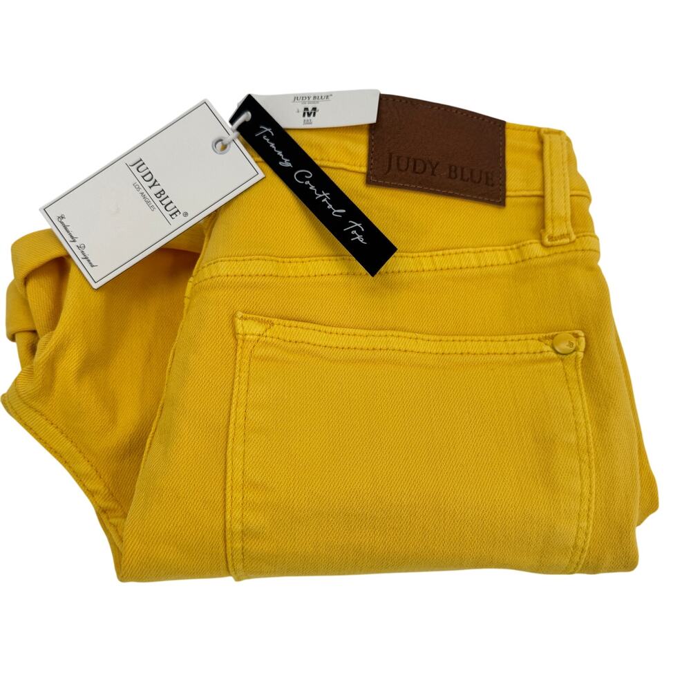 Judy Blue Shorts Womens Medium‎ High Waist Tummy Control Garment Dyed Yellow NEW
